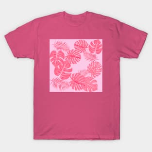 Tropical flamingo pink leaves T-Shirt